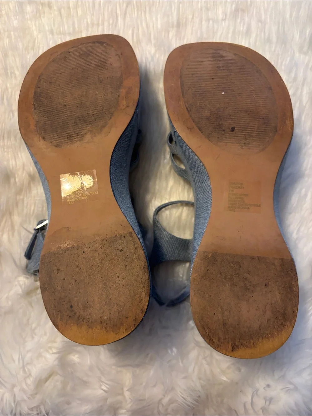 Steve Madden Crazy 30 Denim Platform Wedge Sandals Sz 11